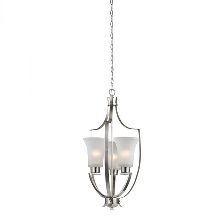 Thomas Foyer 3-Light Pendant in Brushed Nickel with White Glass 7703FY/20